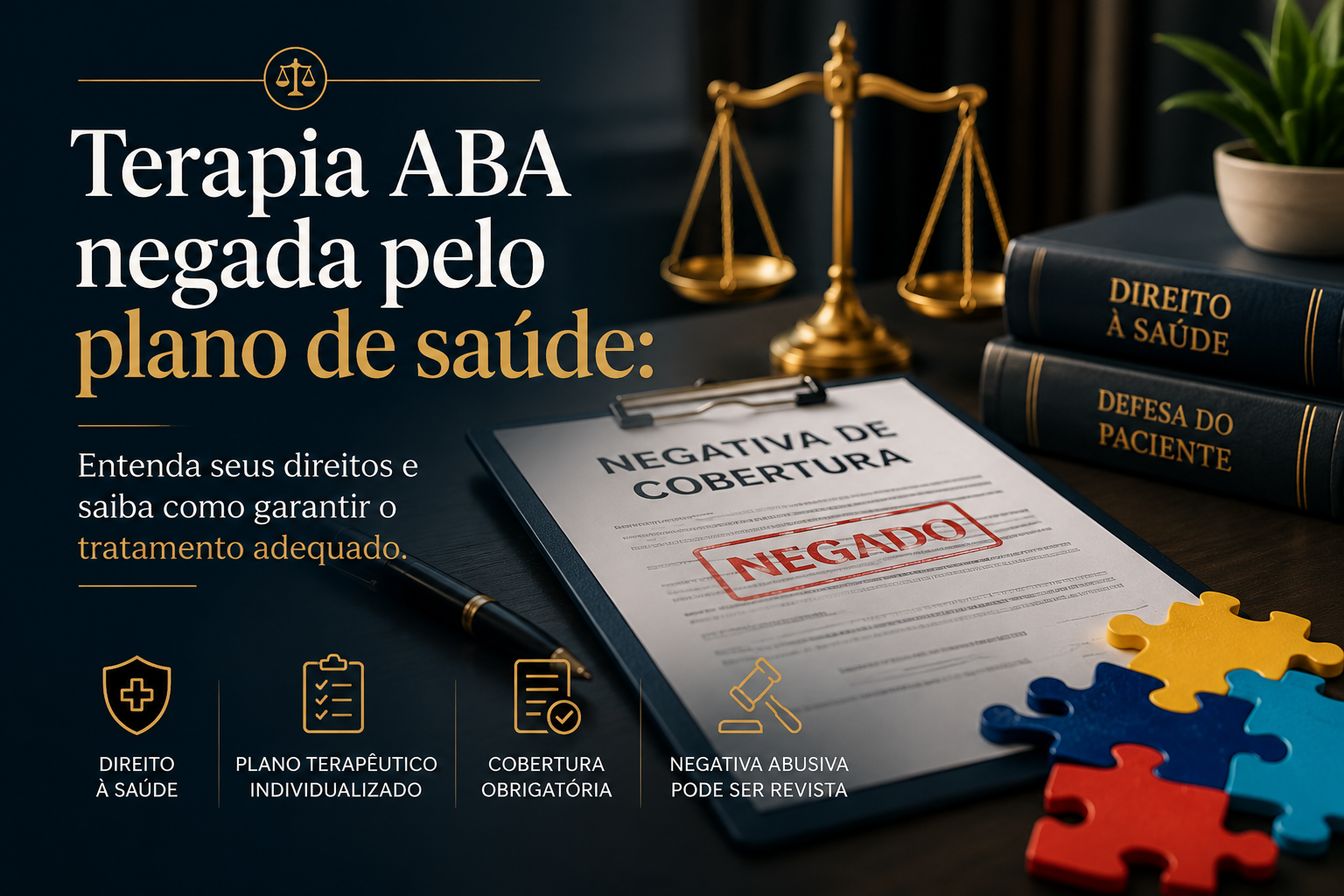 Terapia ABA negada pelo plano de saúde com documento de negativa de cobertura e elementos do Direito à Saúde